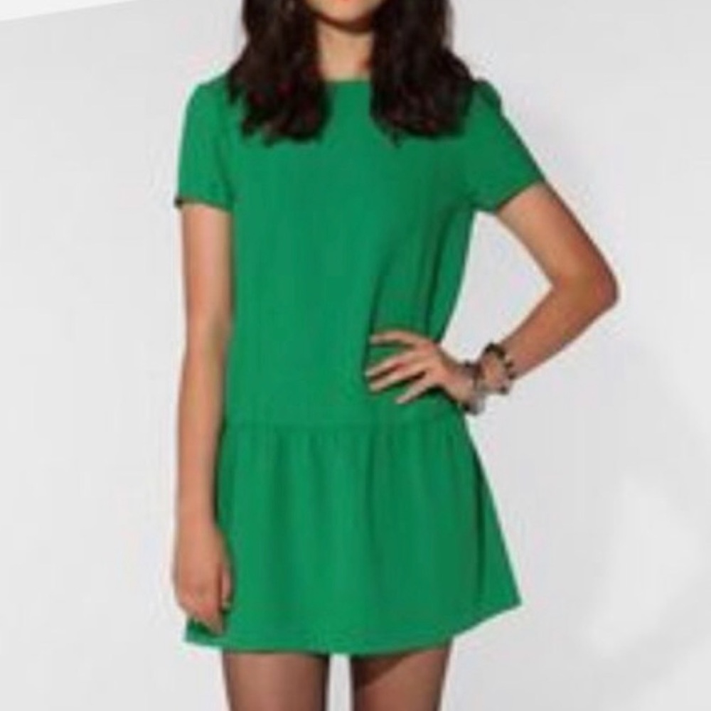 cö brand urban outfitters drop waist emerald dress